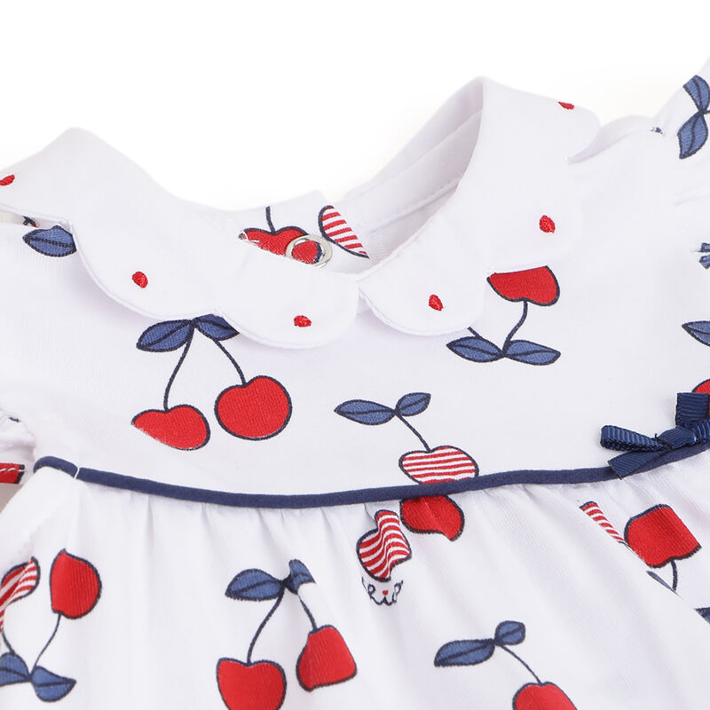 Girls White and Red Printed Outfit with Dress image number 4